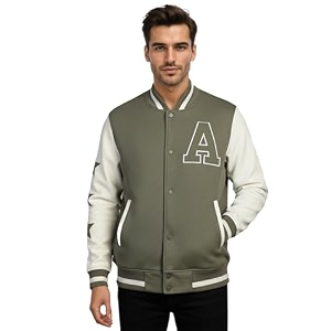 CHKOKKO Mens Regular Varsity Jacket with Snap
