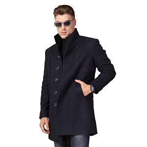 CHKOKKO Men Stylish Long Winter Coat Single