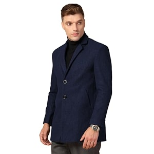 chkokko men stylish winter coat hip length single breasted design with notched lapel collar buttoned cuffs and front side pockets for versatile occasions