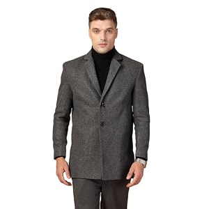 chkokko men stylish winter coat hip length single breasted design with notched lapel collar buttoned cuffs and front side pockets for versatile occasions