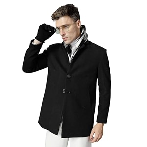 chkokko men stylish winter coat hip length single breasted design with notched lapel collar buttoned cuffs and front side pockets for versatile occasions