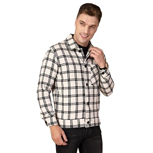 CHKOKKO Mens Tweed Winter Shacket Stylish Flannel