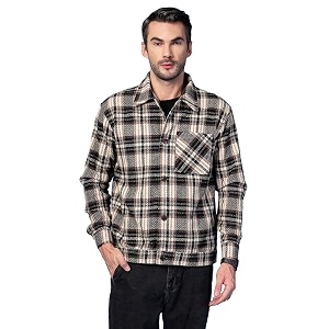 CHKOKKO Mens Tweed Winter Shacket Stylish Flannel