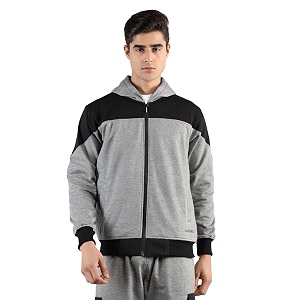 chkokko men winter sports running zipper stylish jacket navy grey xl