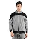 CHKOKKO Men Winter Sports Running Zipper Stylish Jacket Navy Grey XL