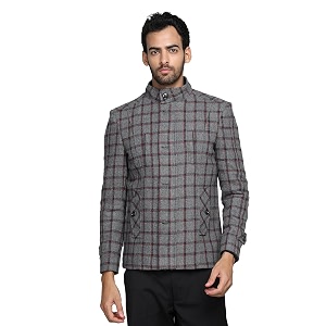 chkokko winter wear single breasted notch lapel tweed pea trench standard length coat blazer for men