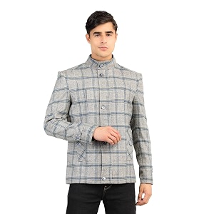 chkokko winter wear single breasted notch lapel tweed pea trench standard length coat blazer for men