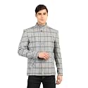 CHKOKKO Winter Wear Single Breasted Notch Lapel Tweed Pea Trench Standard Length Coat Blazer For Men