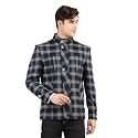 CHKOKKO Winter Wear Single Breasted Notch Lapel Tweed Pea Trench Standard Length Coat Blazer For Men