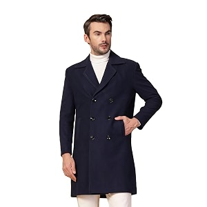 chkokko men stylish long winter coat single breasted thigh length overcoat with elegant spread collar amp practical front side pockets for formal or semi-formal occasions