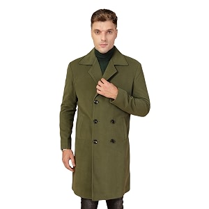 chkokko men stylish long winter coat single breasted thigh length overcoat with elegant spread collar amp practical front side pockets for formal or semi-formal occasions