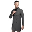 CHKOKKO Men Stylish Long Winter Coat Single Breasted Thigh Length Overcoat with Elegant Spread Collar & Practical Front Side Pockets for Formal or Semi-Formal Occasions