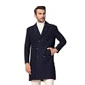CHKOKKO Men Stylish Long Winter Coat Single Breasted Thigh Length Overcoat with Elegant Spread Collar &amp; Practical Front Side Pockets for Formal or Semi-Formal Occasions