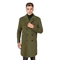 CHKOKKO Men Stylish Long Winter Coat Single Breasted Thigh Length Overcoat with Elegant Spread Collar &amp; Practical Front Side Pockets for Formal or Semi-Formal Occasions