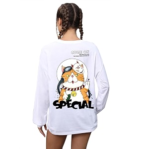 CHKOKKO Oversized Round Neck Drop Shoulder Printed