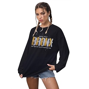 CHKOKKO Oversized Round Neck Drop Shoulder Printed