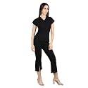 CHKOKKO Women Casual Summer Track Suit T-Shirt Shorts Trackpant Co-ord Set Black L