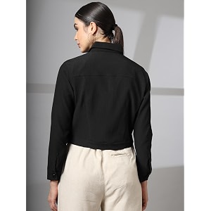 CHKOKKO Solid Crop Jackets for Women stylish