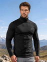 CHKOKKO Solid Men High Neck Black T-Shirt