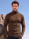 CHKOKKO Solid Men High Neck Brown T-Shirt