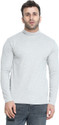 CHKOKKO Solid Men High Neck Grey T-Shirt