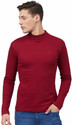 CHKOKKO Solid Men High Neck Maroon T-Shirt