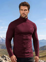 CHKOKKO Solid Men High Neck Purple T-Shirt