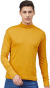 CHKOKKO Solid Men High Neck Yellow T-Shirt