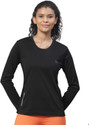 CHKOKKO Women Solid Round Neck Polyester Black