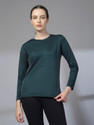 CHKOKKO Solid Women Round Neck Green T-Shirt