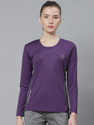 CHKOKKO Women Solid Round Neck Polyester Purple