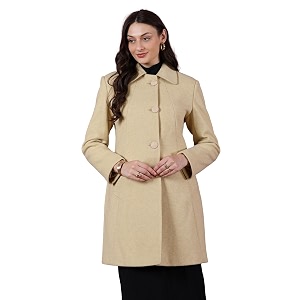chkokko women classic winter long coat single breasted  knee length design with a sophisticated spread collar and practical front pockets for casual and semi formal wear