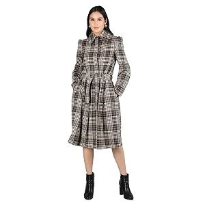 chkokko wool winter wear single breasted checked stylish standard length coat blazer for women