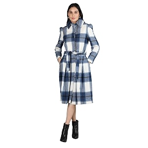 chkokko wool winter wear single breasted checked stylish standard length coat blazer for women