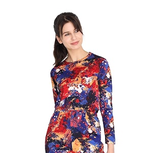 CHKOKKO Womens Polyester Regular Fit Round Neck