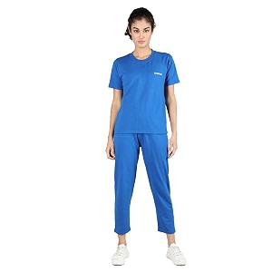 chkokko women casual summer track suit t-shirt trackpant co-ord set royal blue m