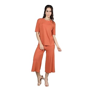 chkokko women casual summer track suit t-shirt shorts trackpant co-ord set orange s
