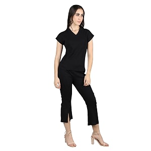 chkokko women casual summer track suit t-shirt shorts trackpant co-ord set black m