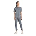 CHKOKKO Women Casual Summer Track Suit T-shirt Trackpant Co-ord Set SlateGreyM