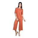 CHKOKKO Women Casual Summer Track Suit T-Shirt Shorts Trackpant Co-ord Set Orange S