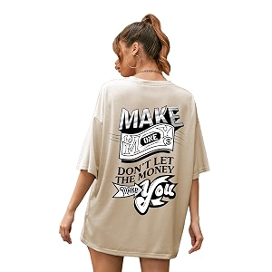 chkokko oversized round neck drop shoulder printed polyester half sleeves t-shirt for women