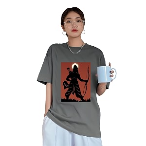 chkokko oversized round neck drop shoulder printed polyester half sleeves t-shirt for women