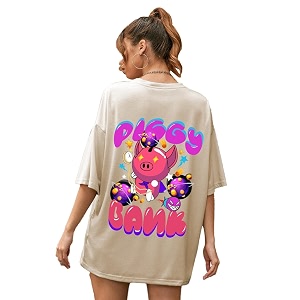chkokko oversized round neck drop shoulder printed cotton t-shirt for women