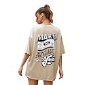 CHKOKKO Oversized Round Neck Drop Shoulder Printed Polyester Half Sleeves T-Shirt for Women