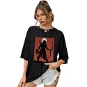 CHKOKKO Oversized Round Neck Drop Shoulder Printed Polyester Half Sleeves T-Shirt for Women
