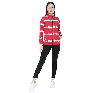 chkokko women printed zipper full sleeves track suit