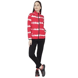 chkokko women printed zipper full sleeves track suit