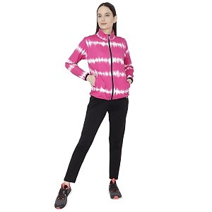 chkokko women printed zipper full sleeves track suit