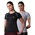 CHKOKKO Women’s Compression Gym T-Shirt for Running, Workout, Training, Sports &amp; Activewear | Quick Dry Breathable Stretch Fabric | Body Fit Half Sleeve Athletic Sports Tee for Women