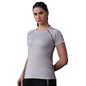 CHKOKKO Women’s Compression Gym T-Shirt for Running, Workout, Training, Sports & Activewear | Quick Dry Breathable Stretch Fabric | Body Fit Half Sleeve Athletic Sports Tee for Women